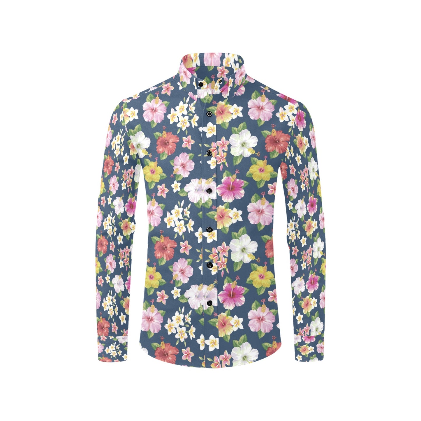 Hibiscus Sweet Print Design LKS304 Men's Long Sleeve Dress Shirt