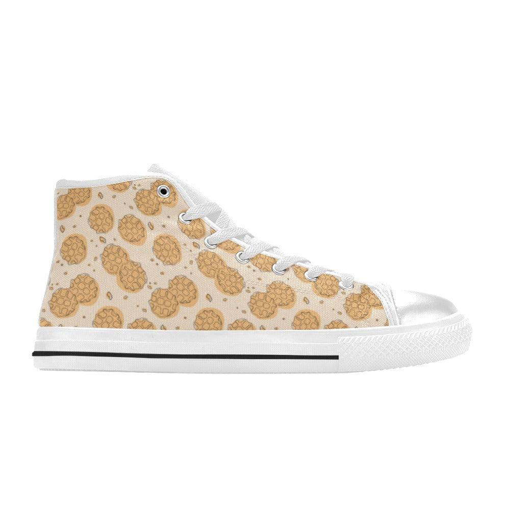 Waffle Print Design LKS303 Men's High Top Canvas Shoes