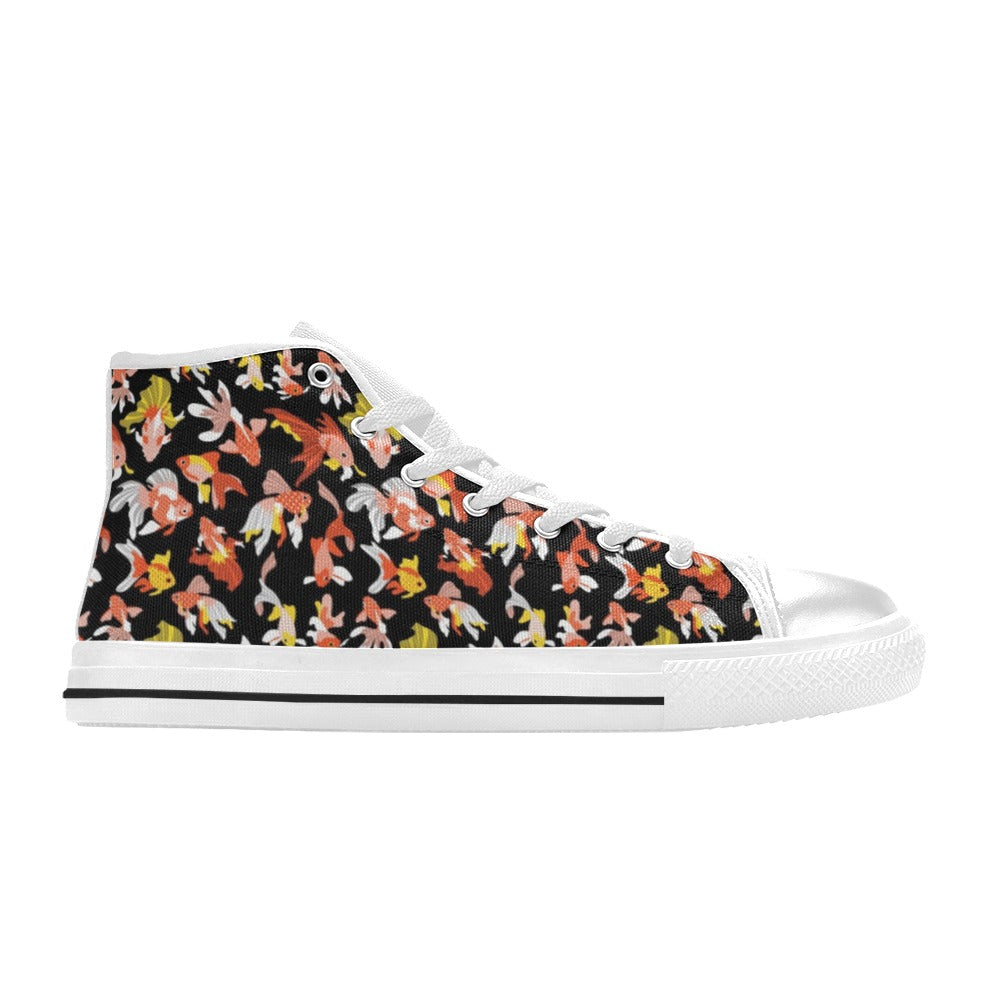 Goldfish Print Design LKS401 Men's High Top Canvas Shoes