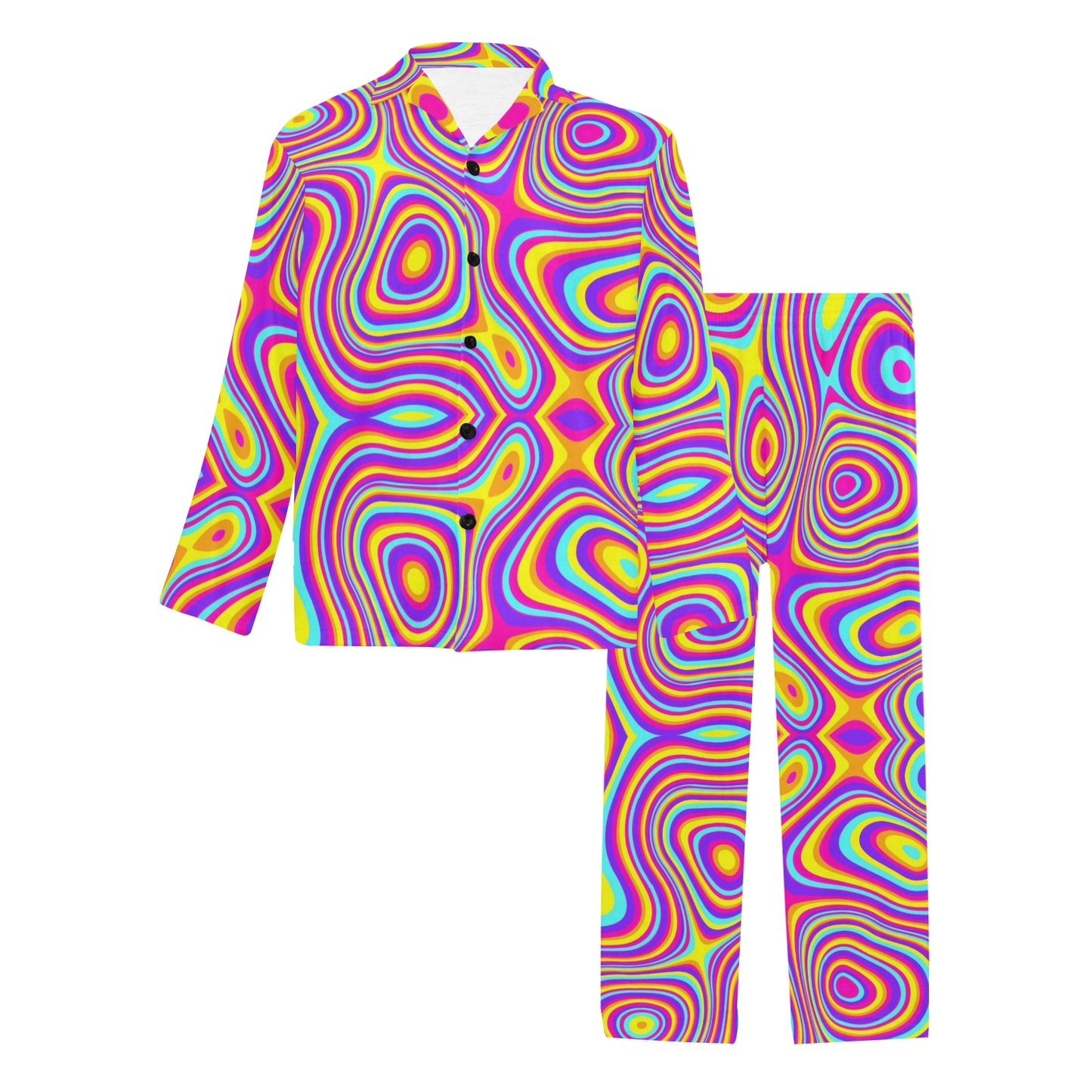 Liquid Pattern Print Design 06 Men's Long Pajama Set