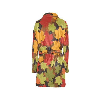 Maple Leaf Pattern Print Design 05 Women's Fleece Robe