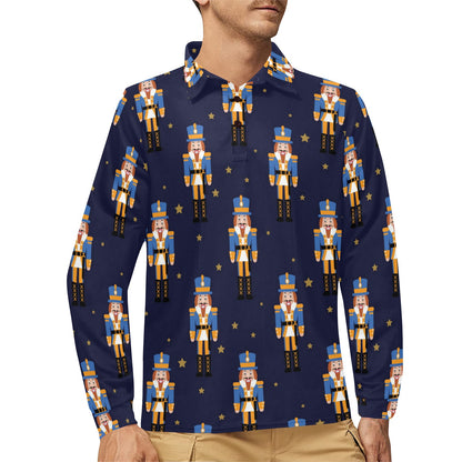 Nutcracker Pattern Print Design A04 Long Sleeve Polo Shirt For Men's