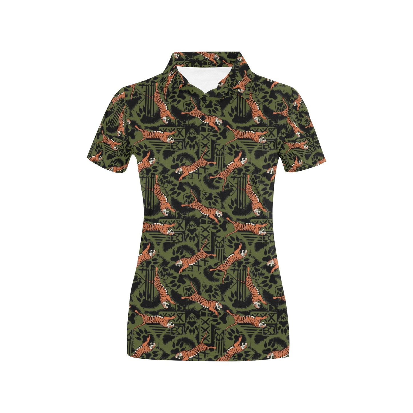 Tiger Pattern Print Design LKS303 Women's Polo Shirt