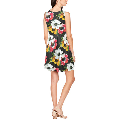 Anemone Pattern Print Design AM07 Sleeveless Dress