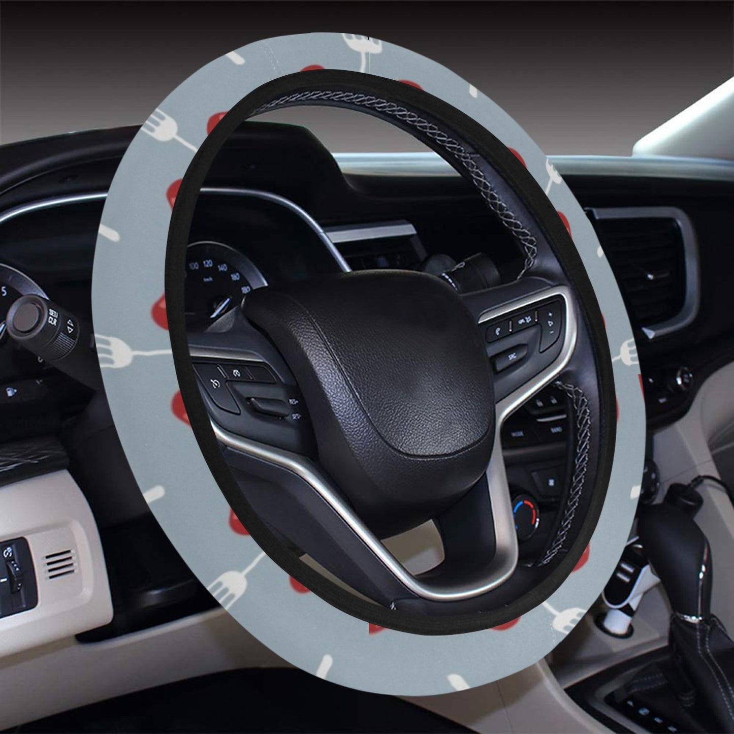 Sausage Print Design LKS301 Steering Wheel Cover with Elastic Edge