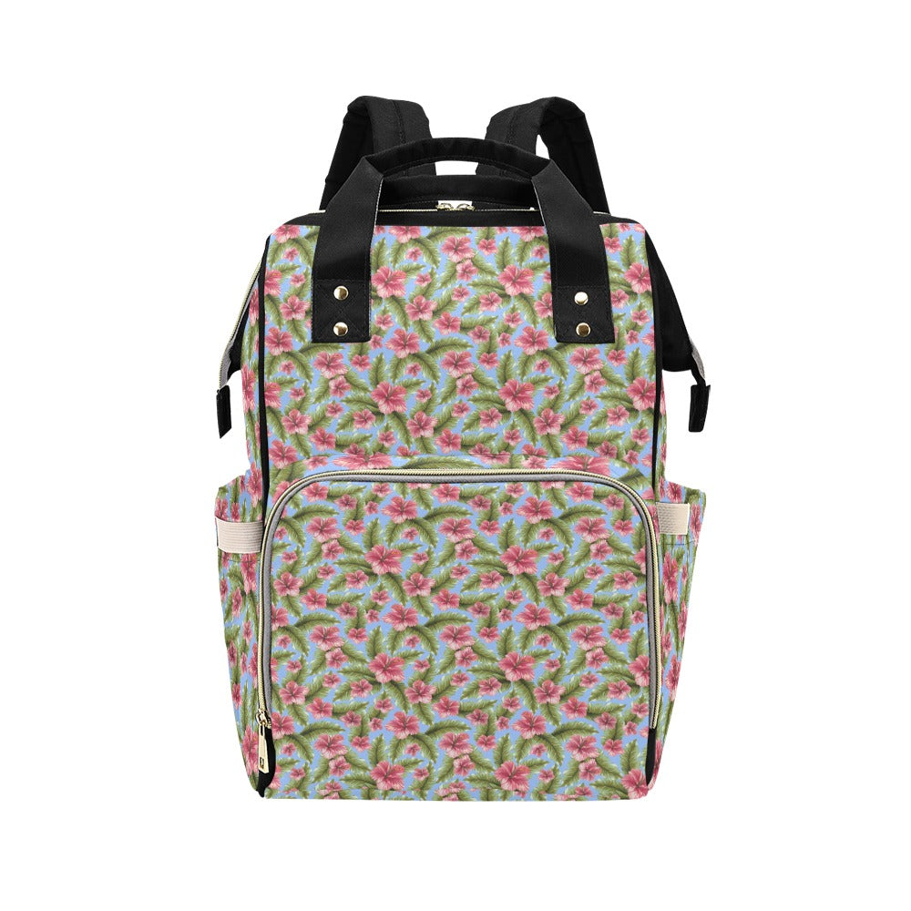 Tropical Flower Print Design LKS301 Diaper Bag Backpack