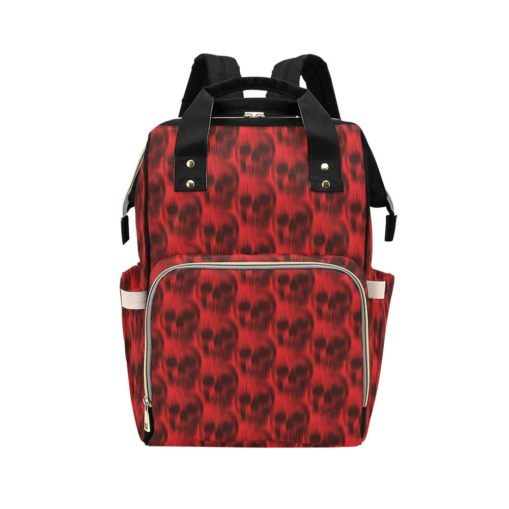 Skull Red Print Design LKS306 Diaper Bag Backpack