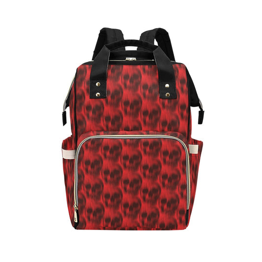 Skull Red Print Design LKS306 Diaper Bag Backpack