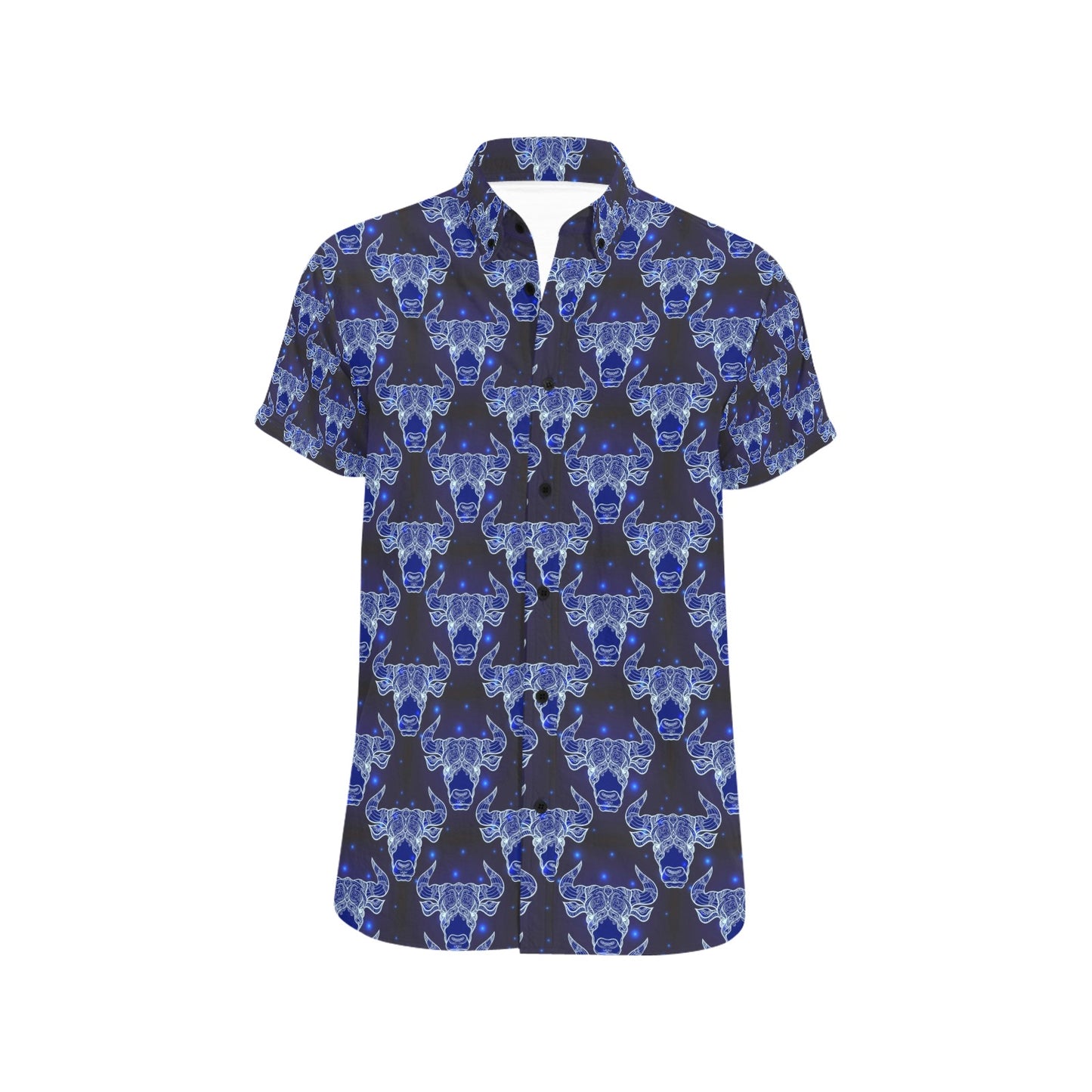 Taurus Print Design LKS302 Men Short Sleeve Button Up Shirt
