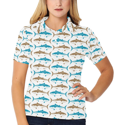 Tuna Fish Print Design LKS301 Women's Polo Shirt