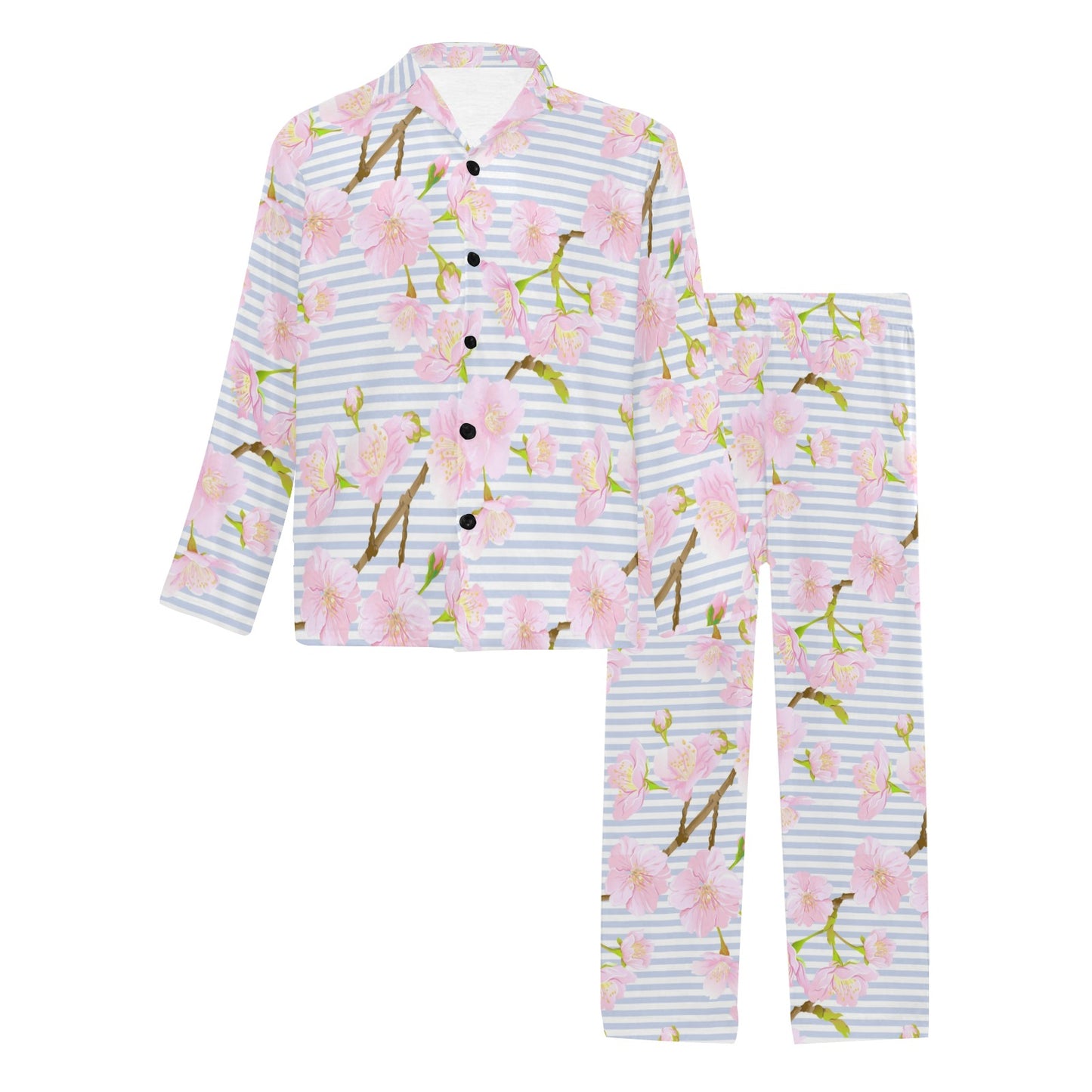Pink Cherry Blossom Sakura Men's Long Pajama Set