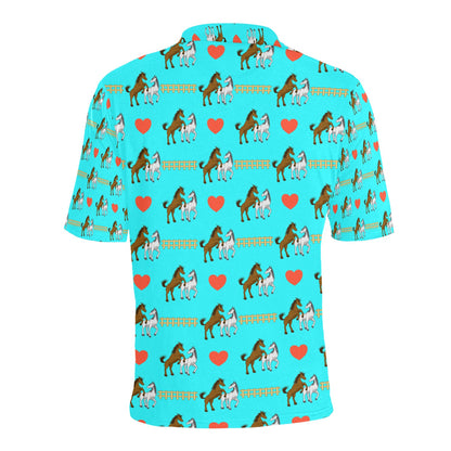 Horse Couple Love Print Design LKS309 Men Polo Shirt