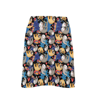 Sloth Cartoon Design Themed Print 17" Golf & Pickleball Skort with Pockets