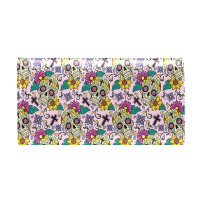 Sugar Skull Print Design LKS307 Women's Trifold Wallet