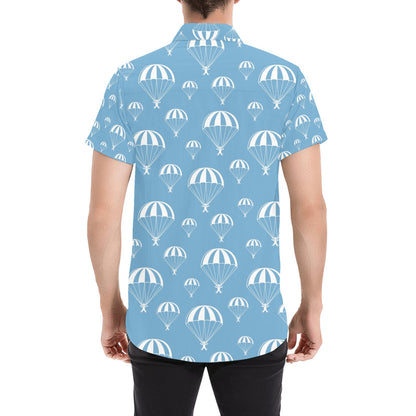 Skydiver Print Design LKS305 Men Short Sleeve Button Up Shirt