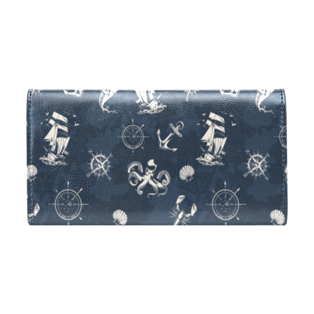 Nautical Sea Themed Print Women's Trifold Wallet