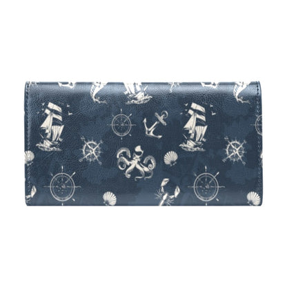 Nautical Sea Themed Print Women's Trifold Wallet