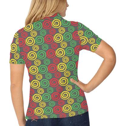 Rastafarian Pattern Print Design A05 Women's Polo Shirt