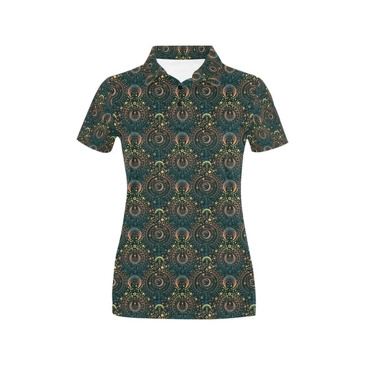 Sun Moon Print Design LKS307 Women's Polo Shirt