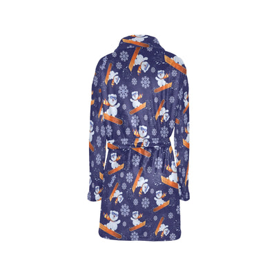 Snowboard Bear Print Design LKS305 Women's Fleece Robe