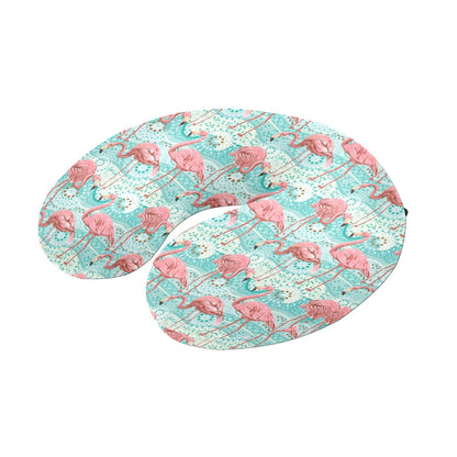 Flamingo Background Themed Print U-Shaped Travel Neck Pillow