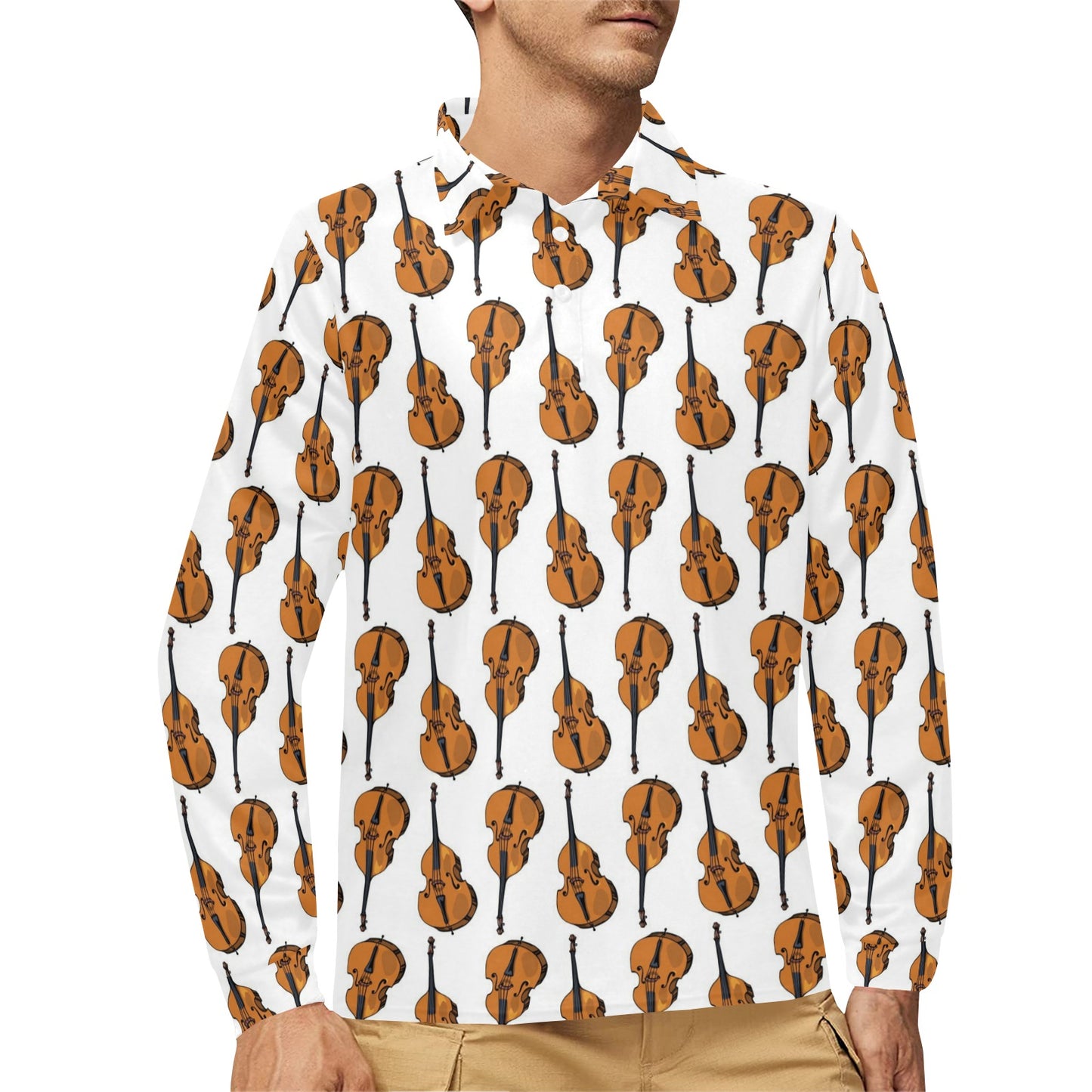 Cello Print Design LKS403 Long Sleeve Polo Shirt For Men's