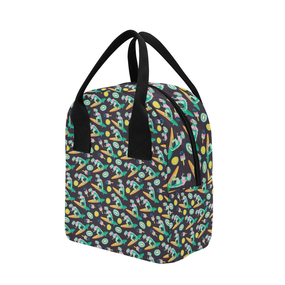 Surfboard T Rex Print Design LKS301 Insulated Lunch Bag