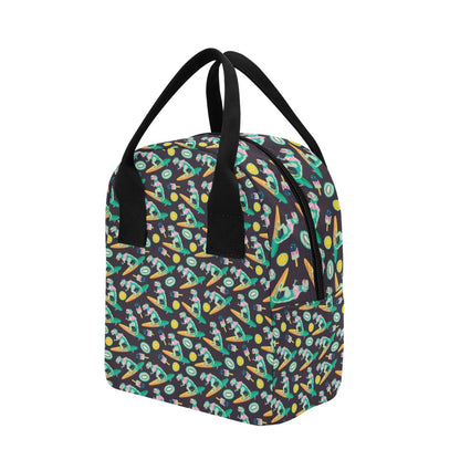 Surfboard T Rex Print Design LKS301 Insulated Lunch Bag