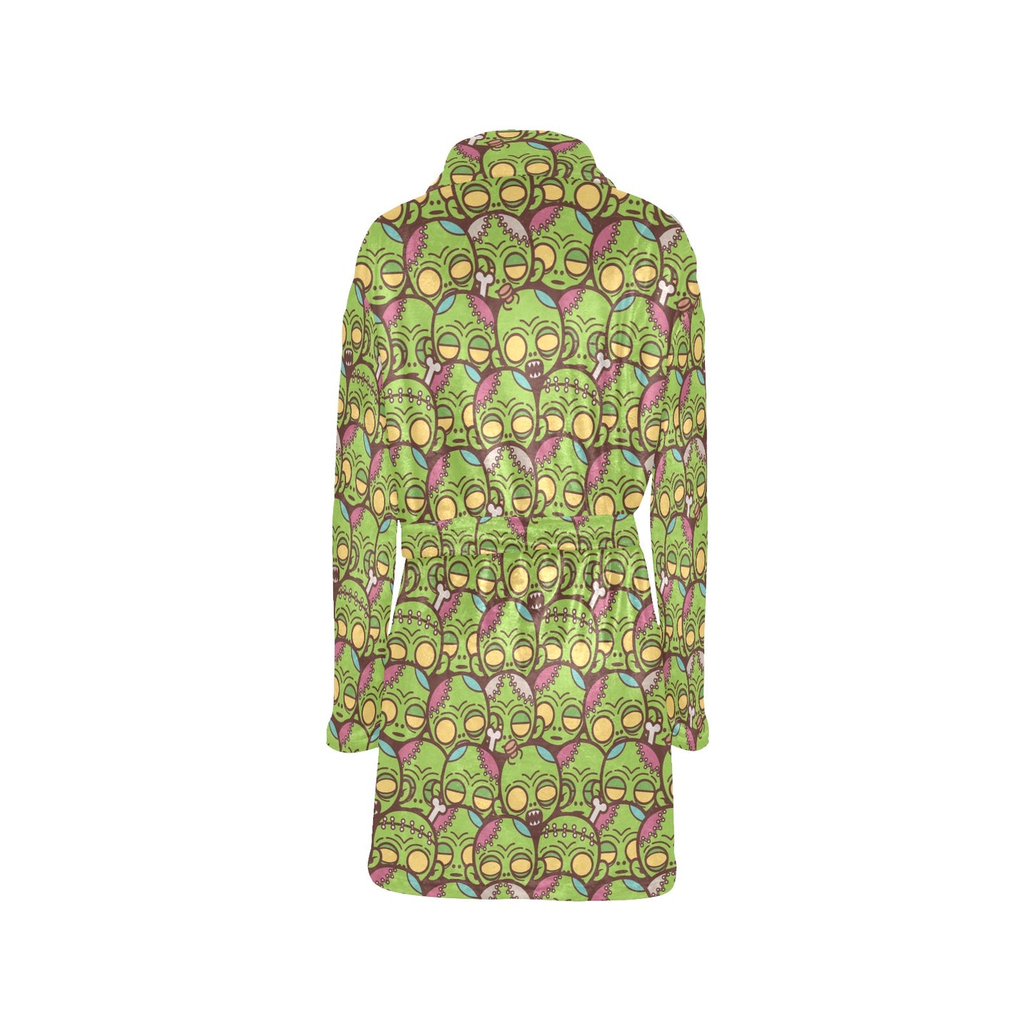Zombie Head Design Pattern Print Women's Fleece Robe