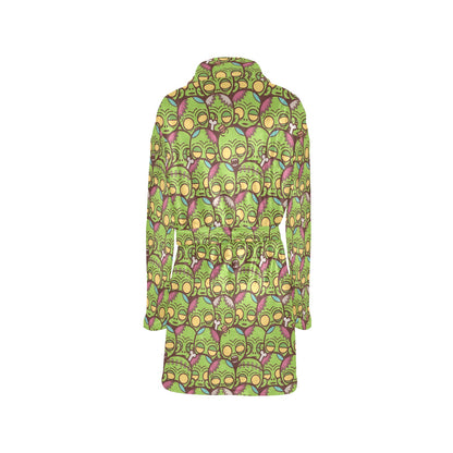 Zombie Head Design Pattern Print Women's Fleece Robe