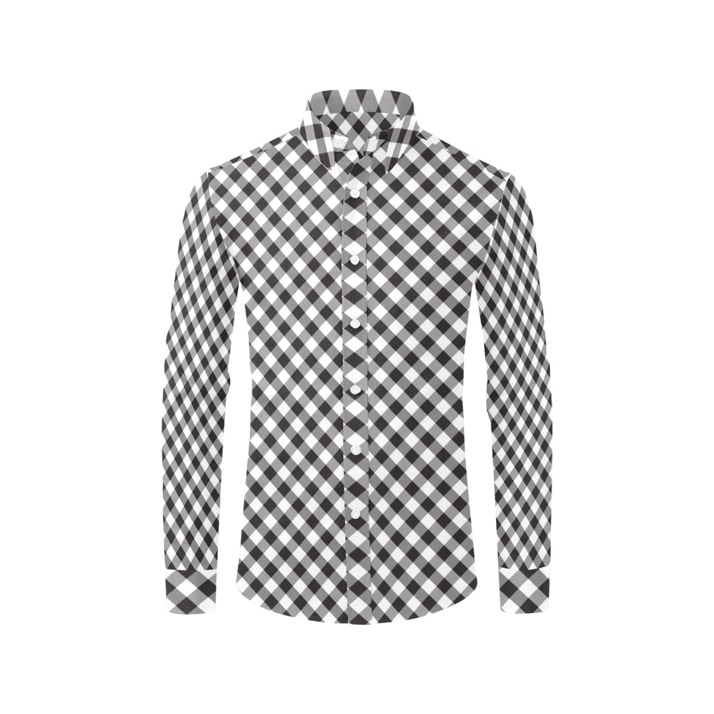 Gingham Print Design LKS402 Men's Long Sleeve Dress Shirt