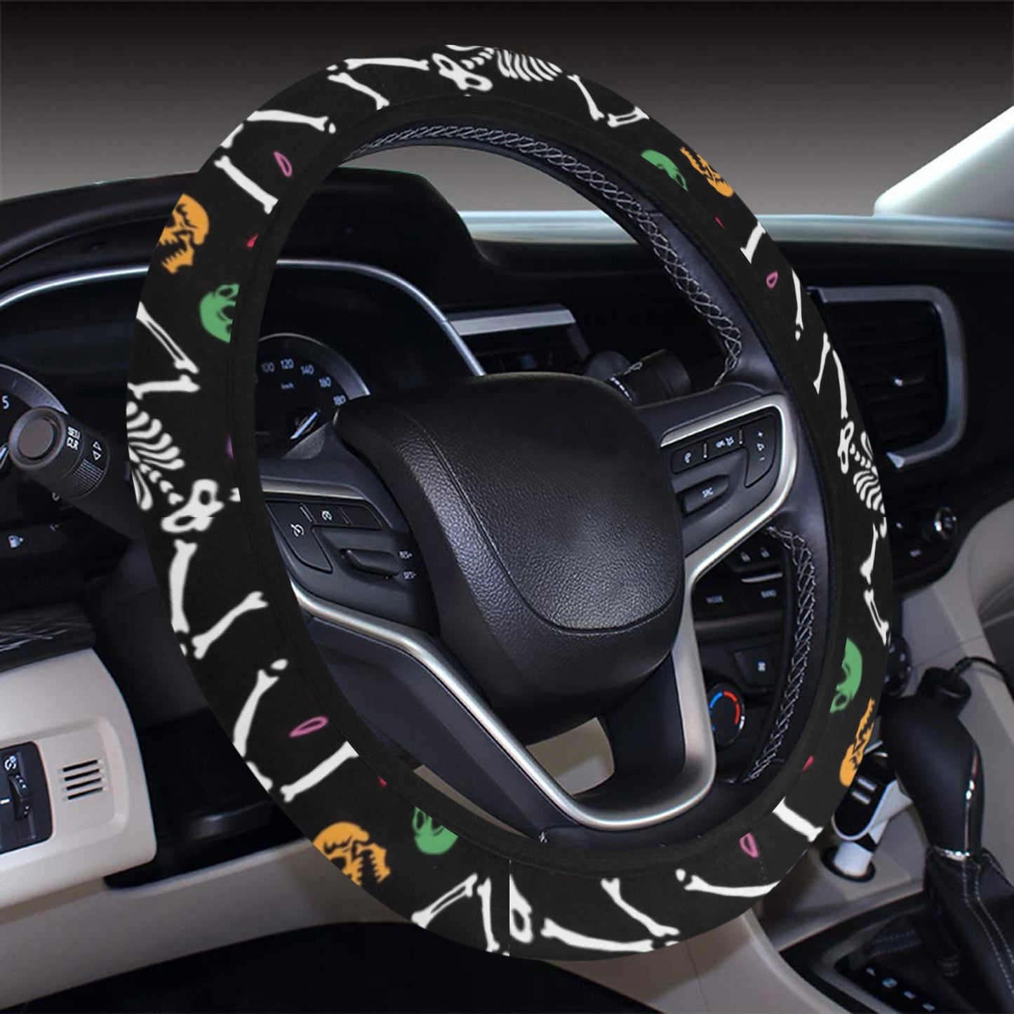 Skeleton Print Design LKS307 Steering Wheel Cover with Elastic Edge