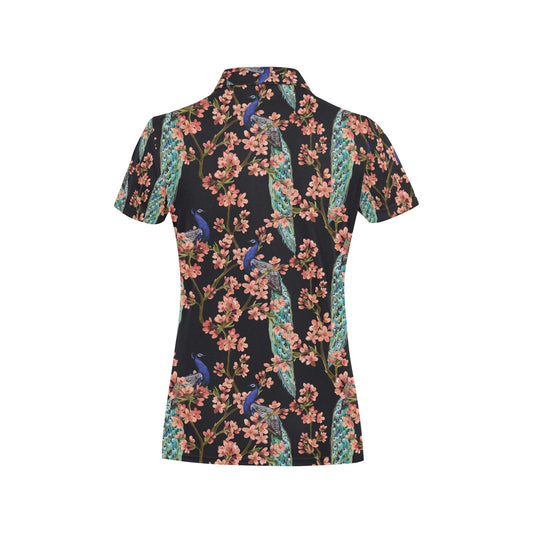 Peacock Pattern Print Design A01 Women's Polo Shirt