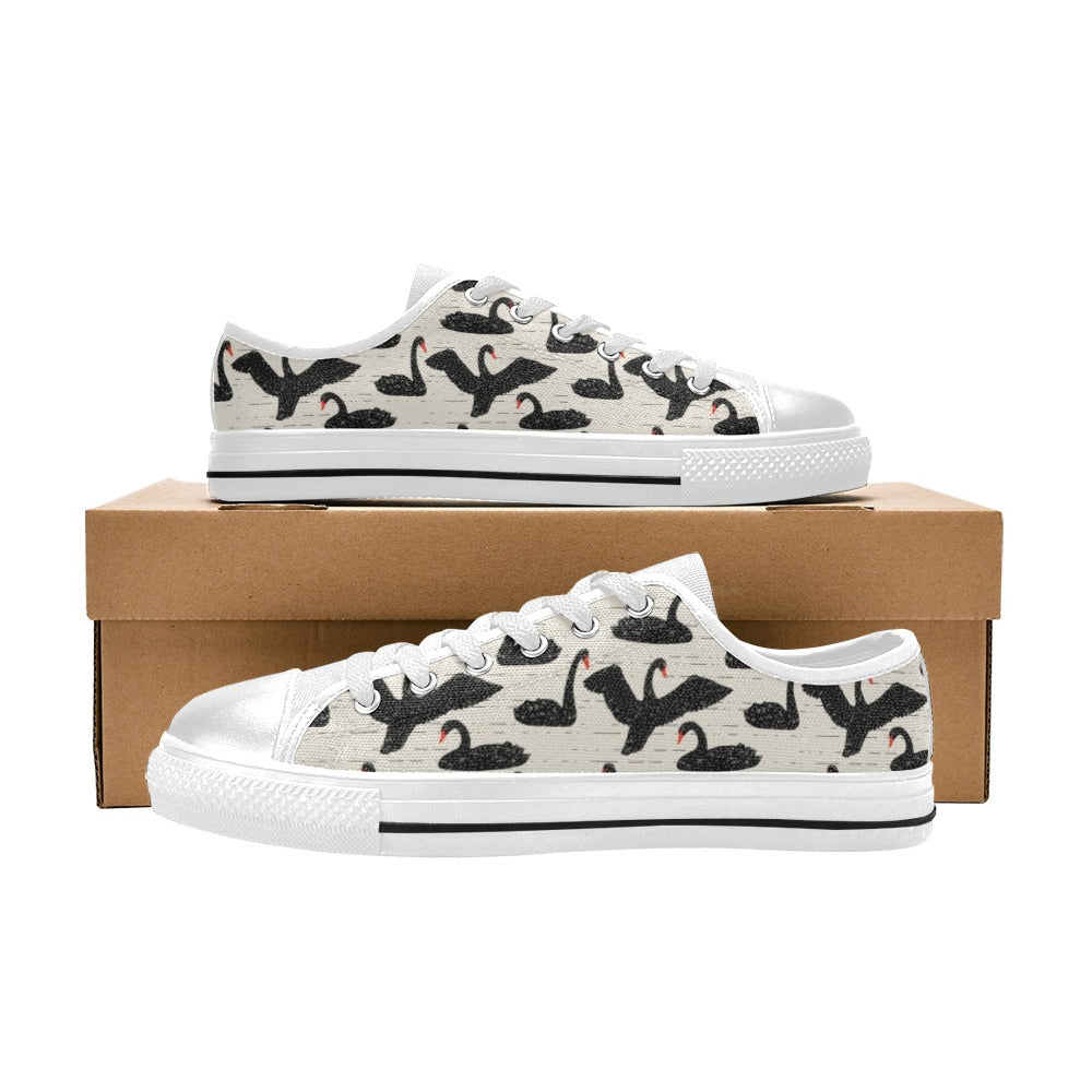 Swan Print Design LKS402 Women's White Low Top Shoes
