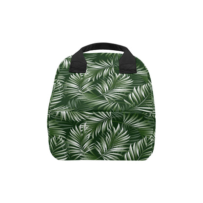White Green Tropical Palm Leaves Insulated Lunch Bag