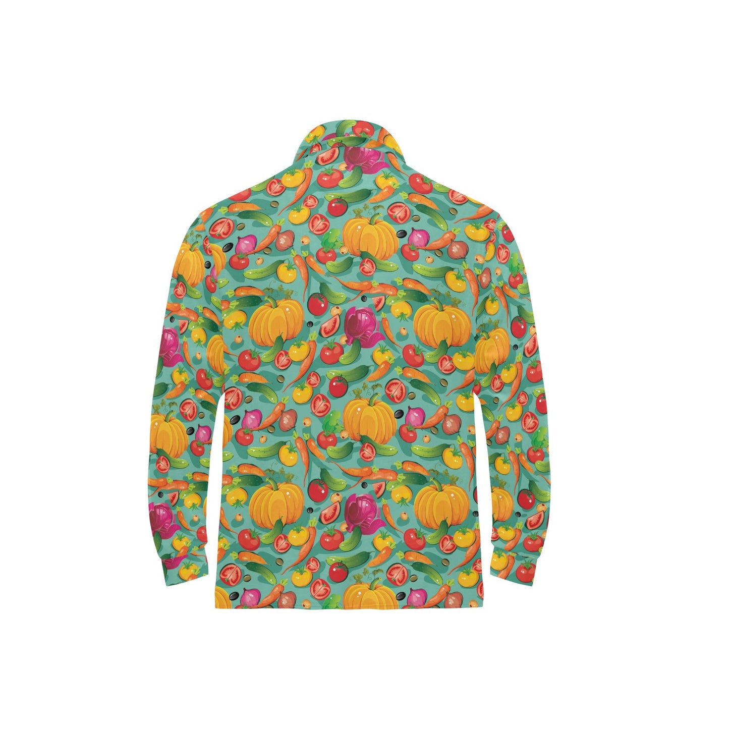 Vegan Colorful Themed Design Print Long Sleeve Polo Shirt For Men's
