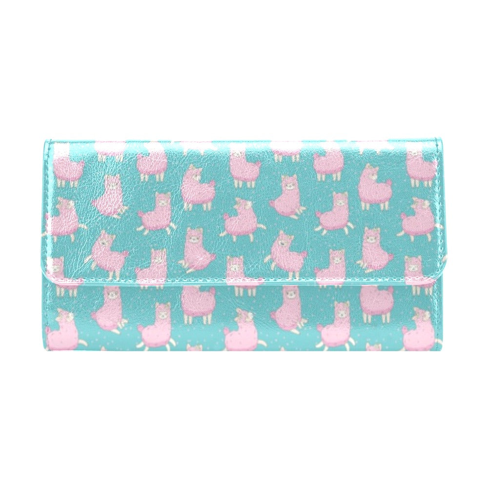 Alpaca Cartoon Design Themed Print Women's Trifold Wallet
