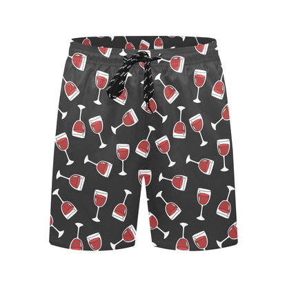 Wine Glass Print Design LKS303 Men's Swim Trunks Beach Shorts