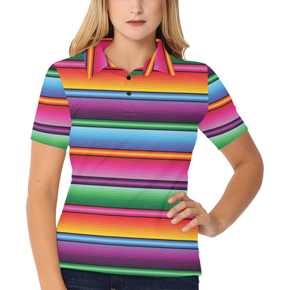Mexican Blanket Colorful Print Pattern Women's Polo Shirt