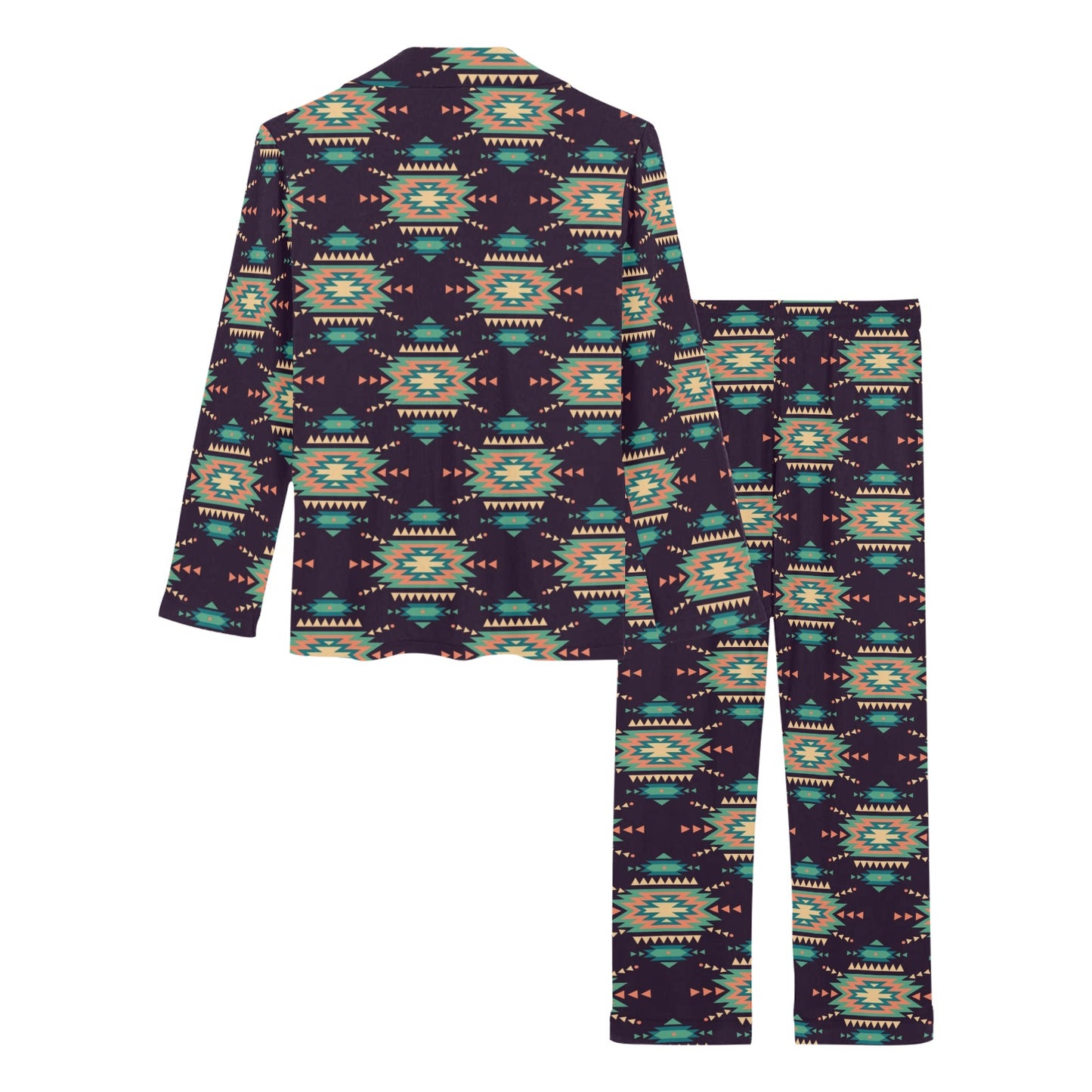 Navajo Geometric Style Print Pattern Women's Long Pajama Set