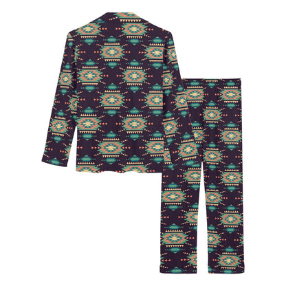 Navajo Geometric Style Print Pattern Women's Long Pajama Set