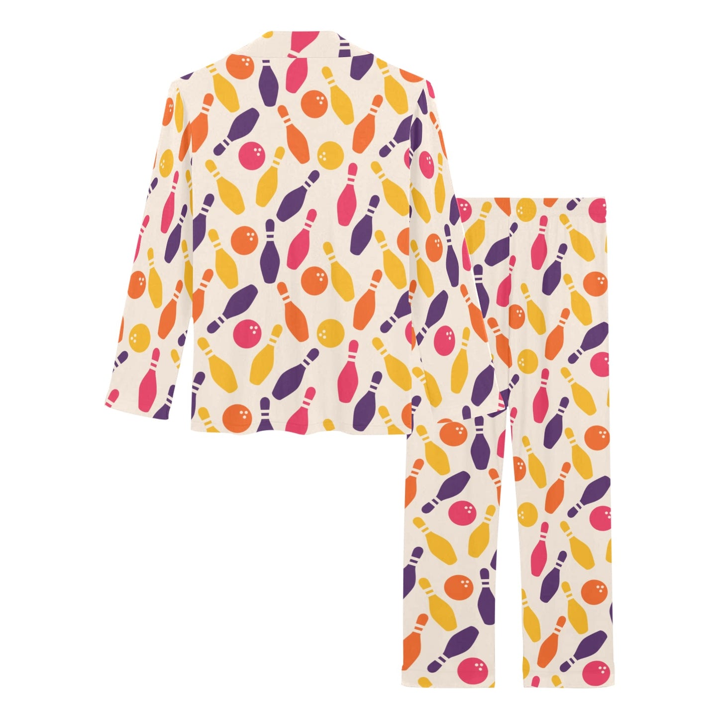 Bowling Pattern Print Design 06 Women's Long Pajama Set