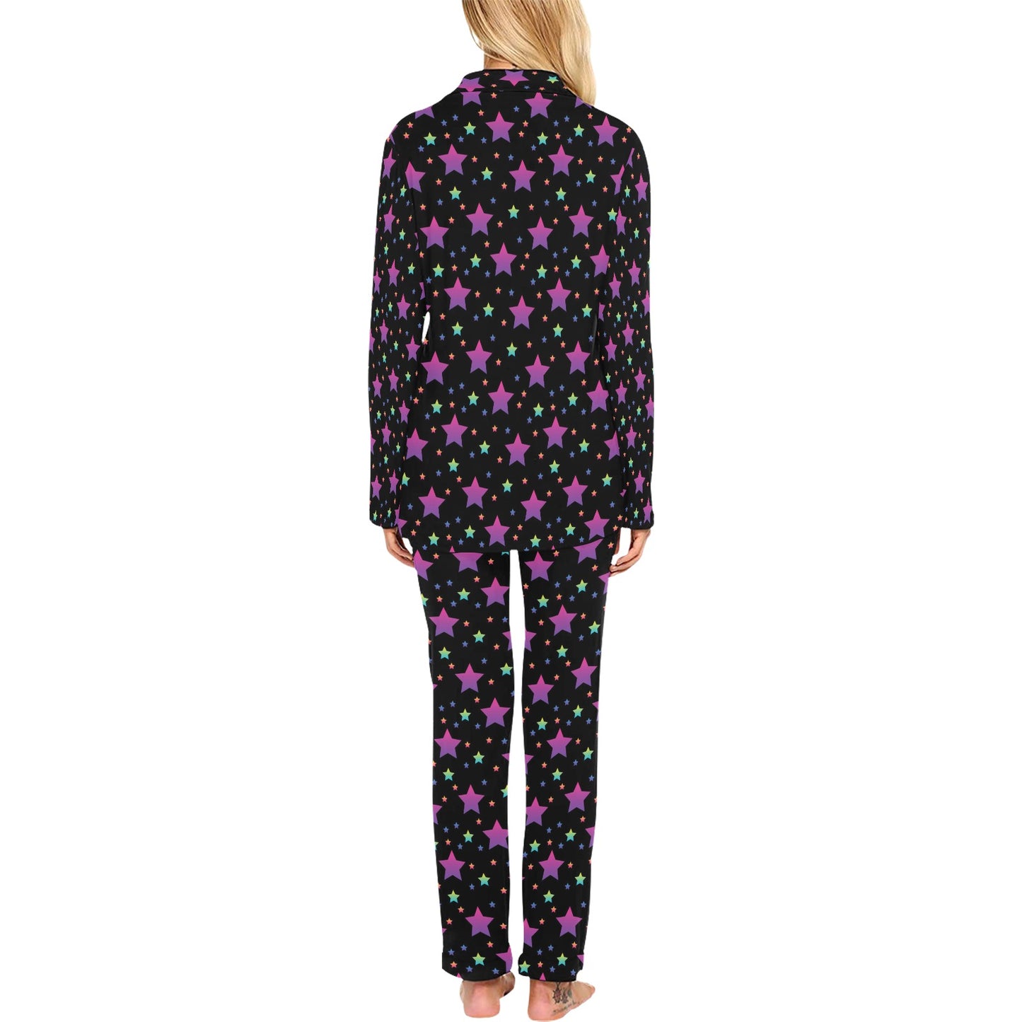Star Print Design LKS305 Women's Long Pajama Set