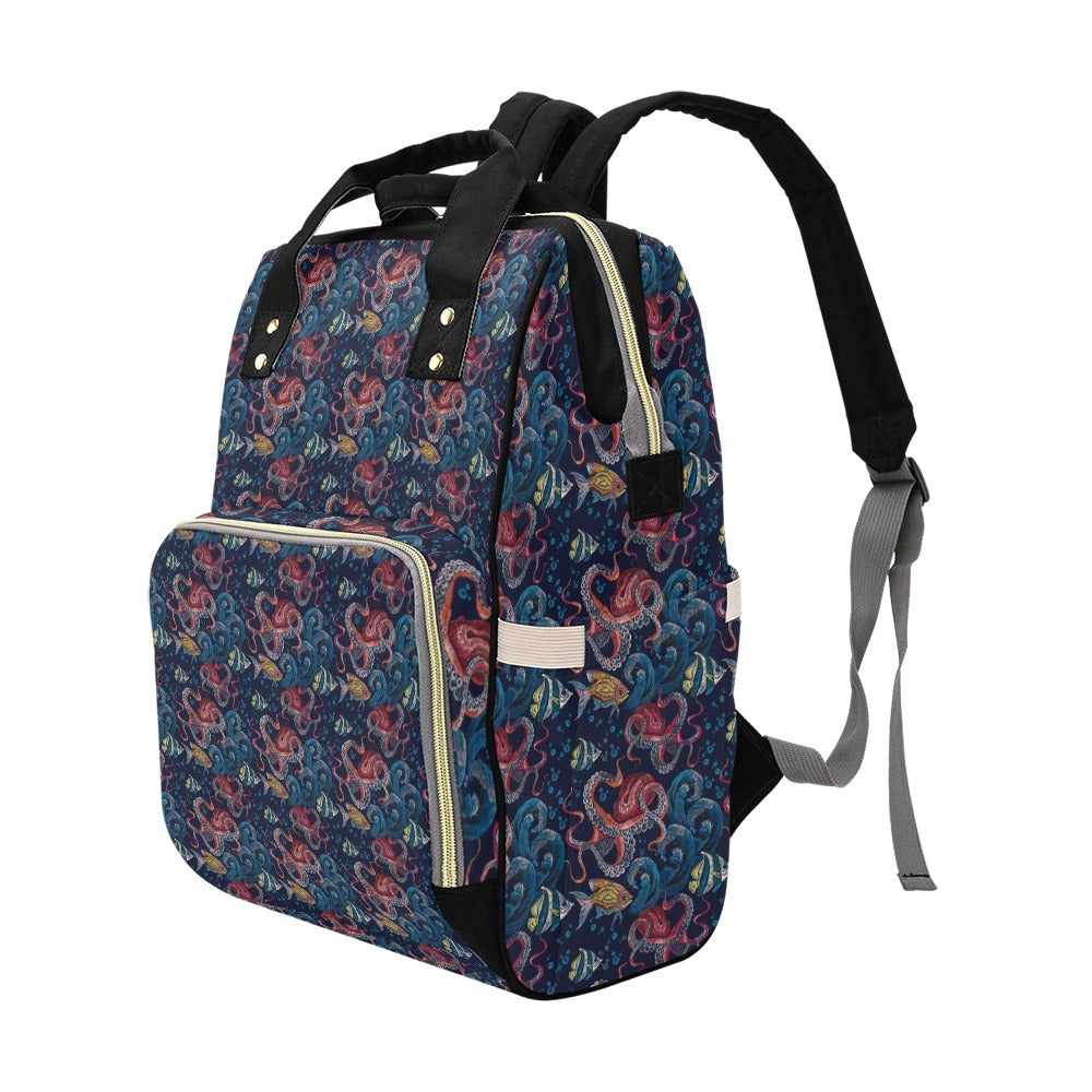 Underwater Giant Squid Print Design LKS302 Diaper Bag Backpack