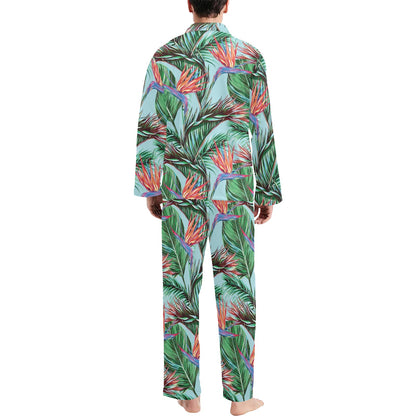 Bird Of Paradise Pattern Print Design BOP01 Men's Long Pajama Set