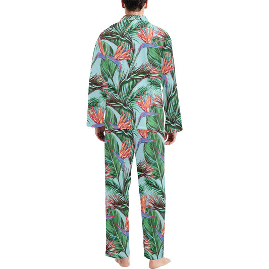 Bird Of Paradise Pattern Print Design BOP01 Men's Long Pajama Set