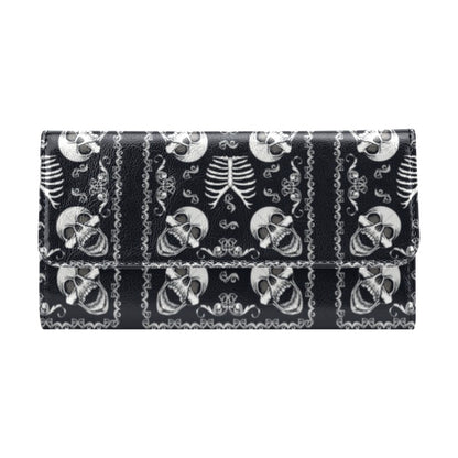 Bandana Skull Black White Print Design LKS306 Women's Trifold Wallet
