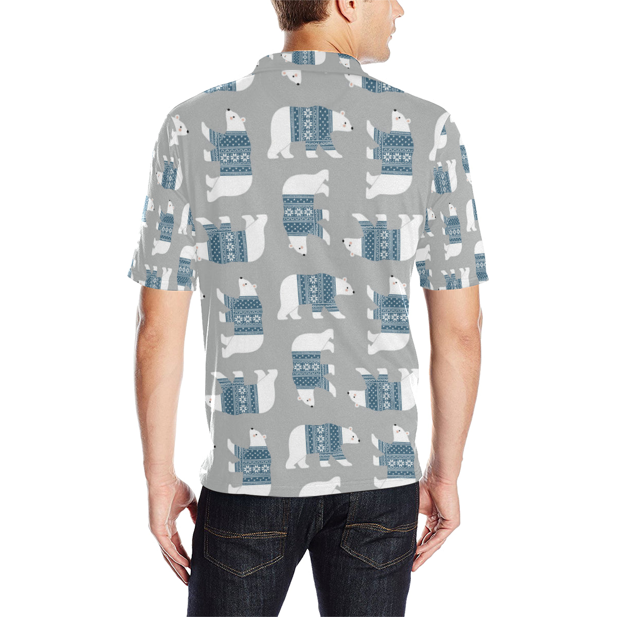 Polar Bear Pattern Print Design A03 Men Polo Shirt
