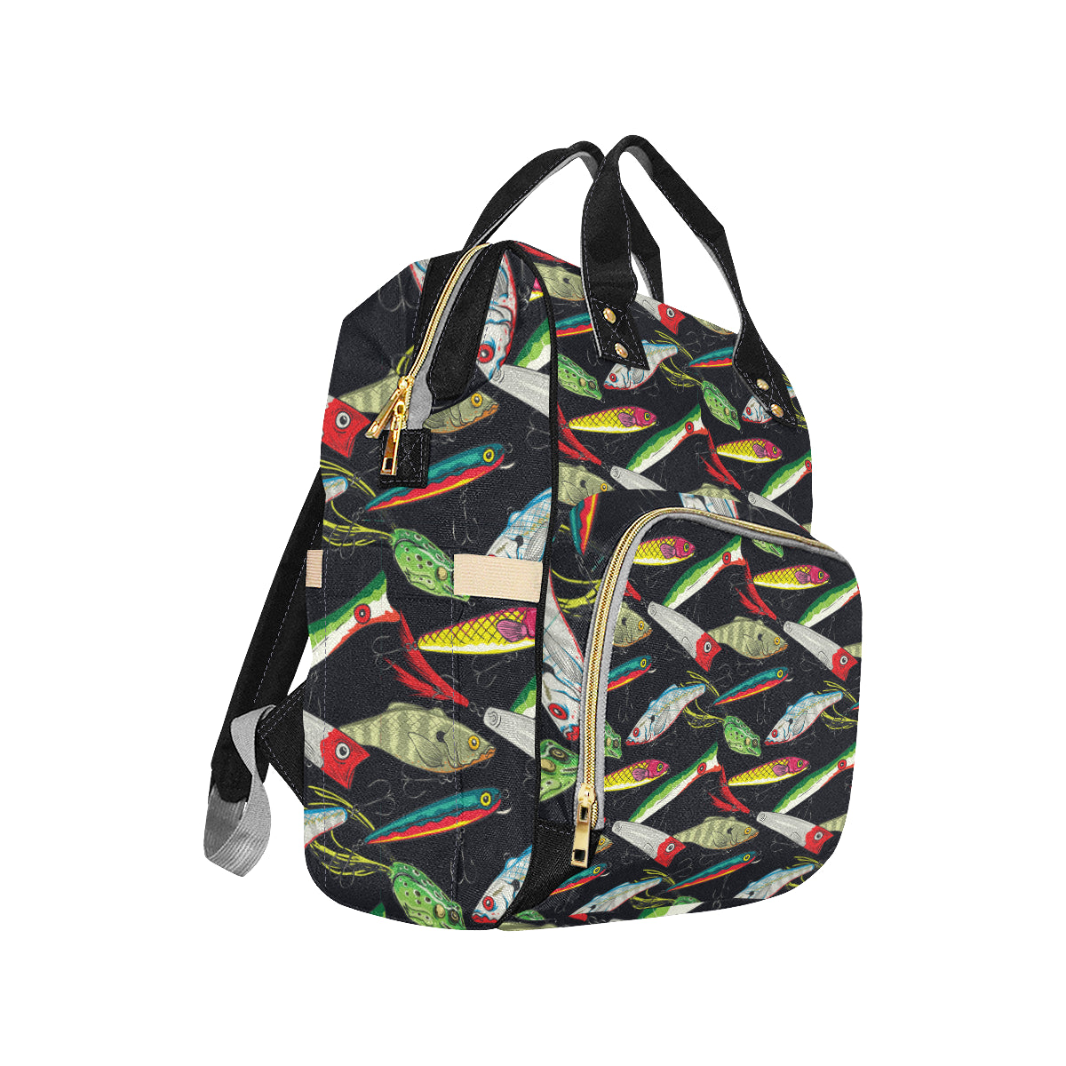 Fishing Bait Print Diaper Bag Backpack