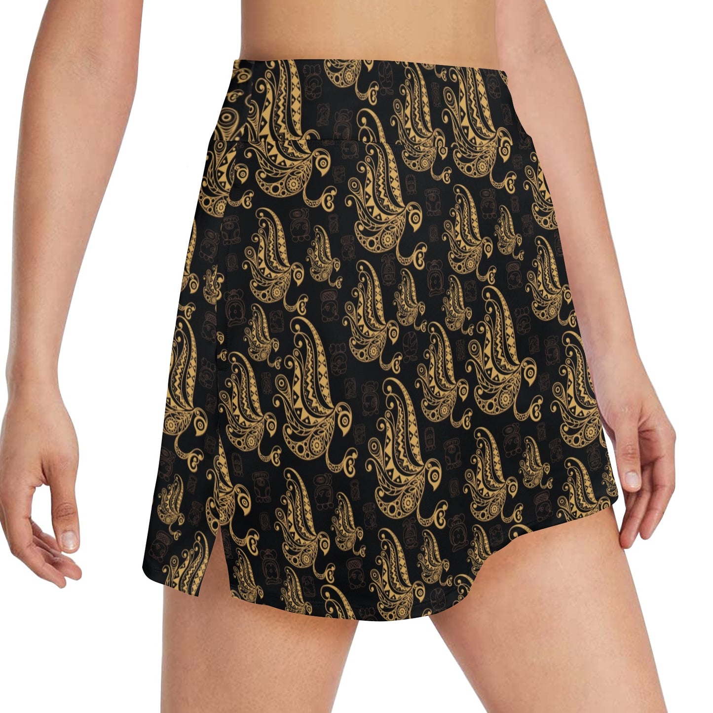 Owl Tribal Polynesian Design Print 17" Golf & Pickleball Skort with Pockets